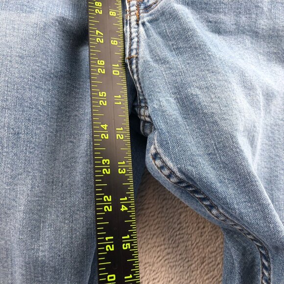 Wrangler Mens Jeans Size 38x28 Measured Relaxed Fit Bootcut Blue Denim Casual - Picture 6 of 14